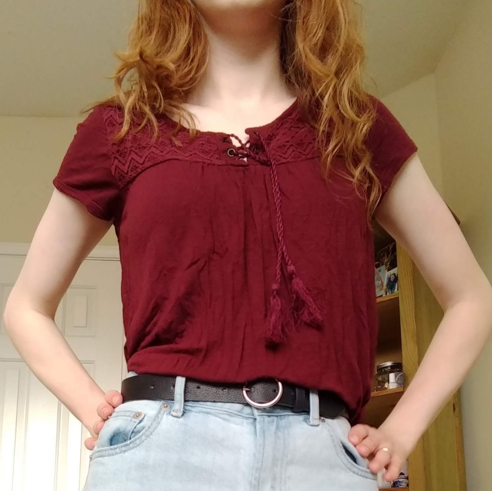 LCW CASUAL MAROON STYLISH TEE